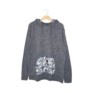 on the byas Heather Gray Long Sleeve Pullover Hoodie with Tribal Print Pocket